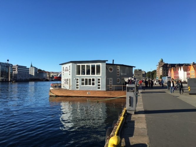 Grey Floating House Houseboat