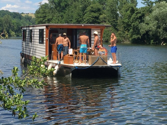 Solar Electrische Houseboat Catamaran Coche Standaard foto: 5